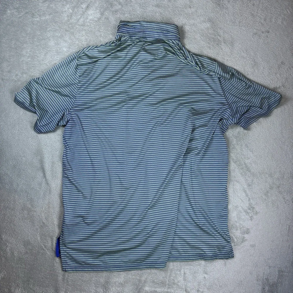 RLX Ralph Lauren Polo Mens XL Blue Green Striped Short‎ Sleeve